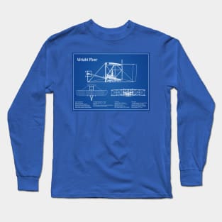 Wright Flyer - Airplane Blueprint - AD Long Sleeve T-Shirt